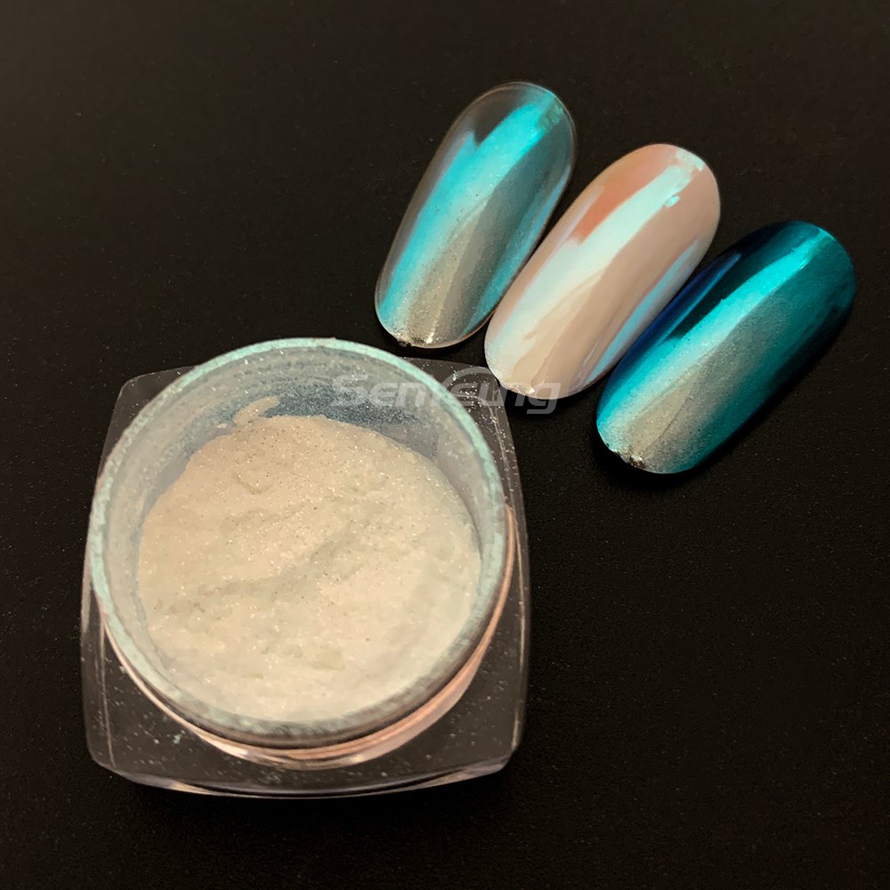 Super Shiny Aurora Rainbow Nail Art Powder Mirror Chrome Nail Pigment for Nail Polish
